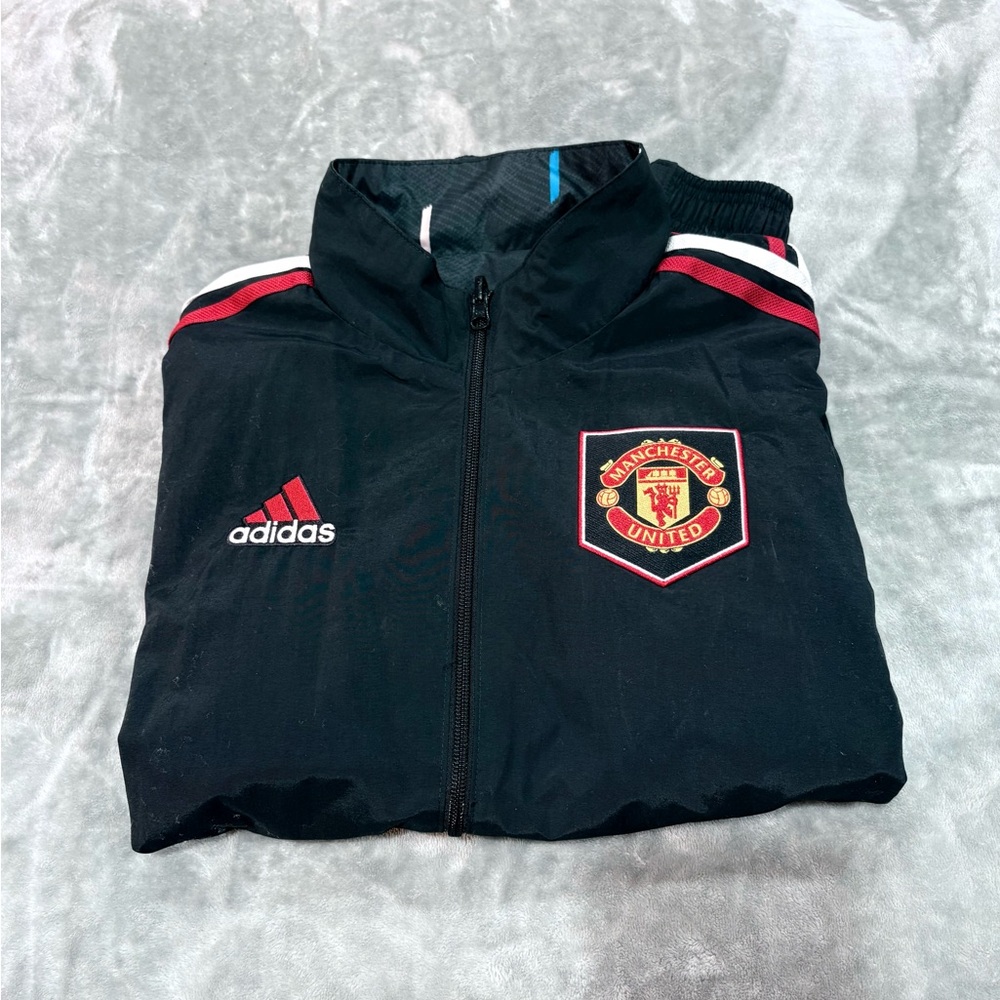 adidas Black Manchester United Windbreaker Jacket REVERSIBLE!